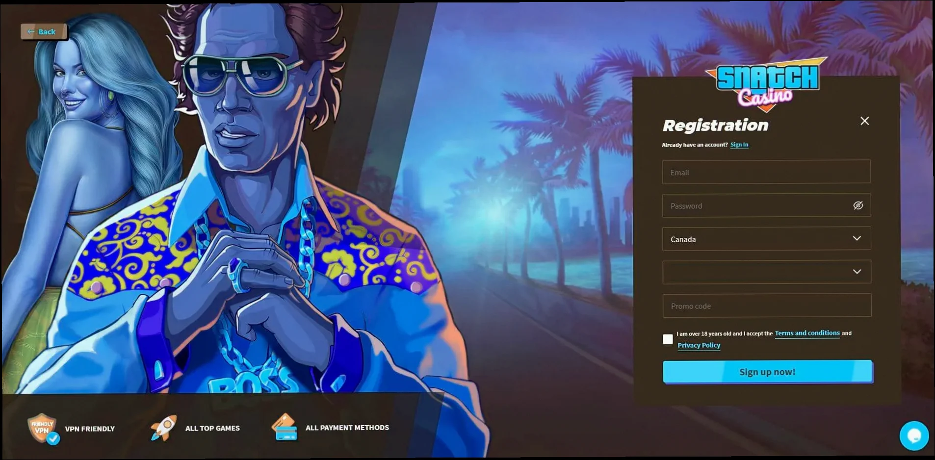 Snatch Casino 450% up to 4,000 CAD + 325 FS welcome bonus